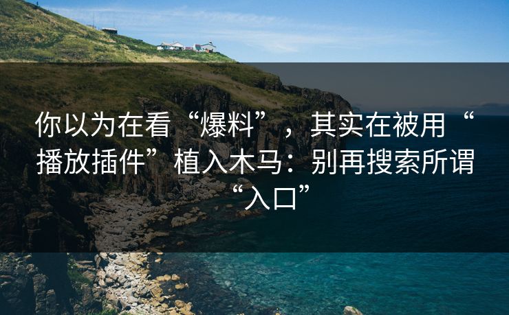 你以为在看“爆料”，其实在被用“播放插件”植入木马：别再搜索所谓“入口”