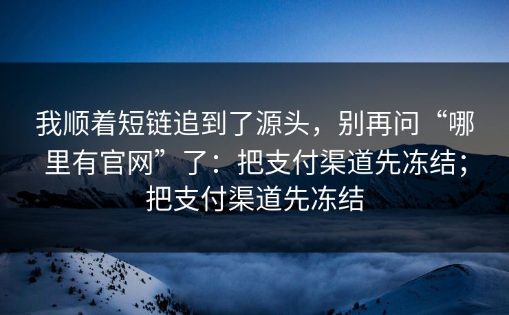 我顺着短链追到了源头，别再问“哪里有官网”了：把支付渠道先冻结；把支付渠道先冻结