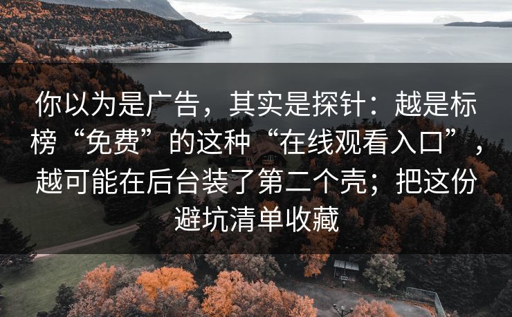 你以为是广告，其实是探针：越是标榜“免费”的这种“在线观看入口”，越可能在后台装了第二个壳；把这份避坑清单收藏