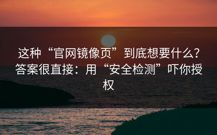 这种“官网镜像页”到底想要什么？答案很直接：用“安全检测”吓你授权