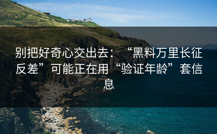 别把好奇心交出去：“黑料万里长征反差”可能正在用“验证年龄”套信息