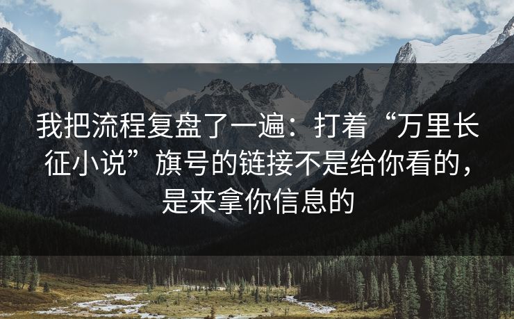 我把流程复盘了一遍：打着“万里长征小说”旗号的链接不是给你看的，是来拿你信息的