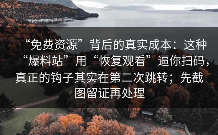 “免费资源”背后的真实成本：这种“爆料站”用“恢复观看”逼你扫码，真正的钩子其实在第二次跳转；先截图留证再处理