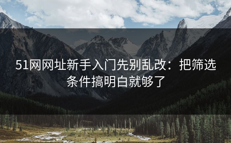 51网网址新手入门先别乱改:把筛选条件搞明白就够了 51网网址新手入门先别乱改:把筛选条件搞明白就够了